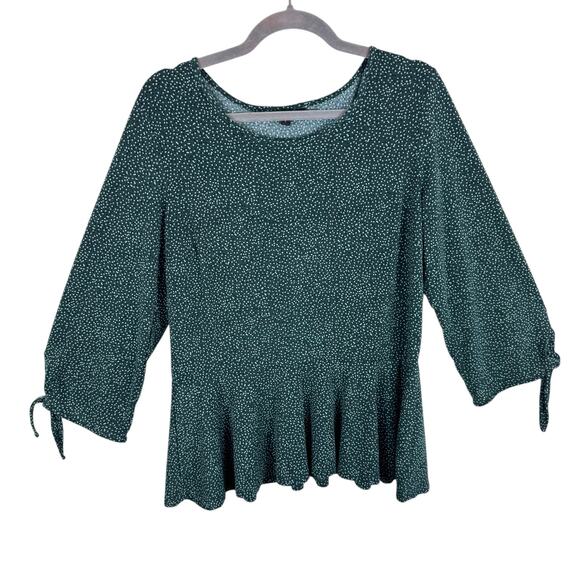 Banana Republic Green Speckled Peplum Blouse Large - Picture 1 of 6